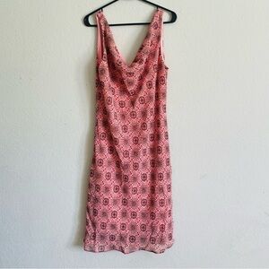 F.L.P woman’s cowl neck midi dress size 16 sleeveless feminine geometric floral